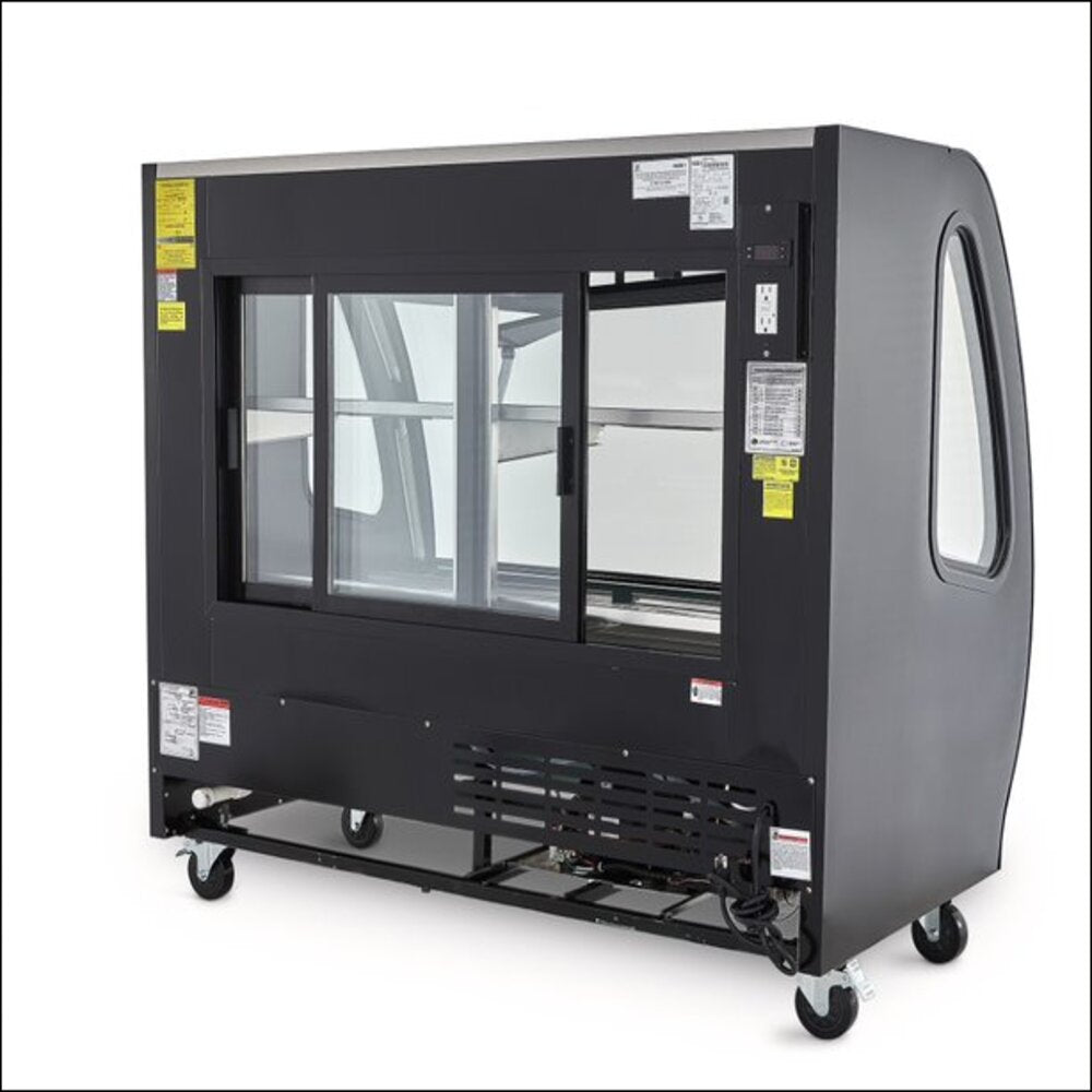 VITRINA NEGRA DE CRISTAL CURVO TORREY DE 1.5 MT, ILUMINACION LED ENTREPAÑOS EN A.I.