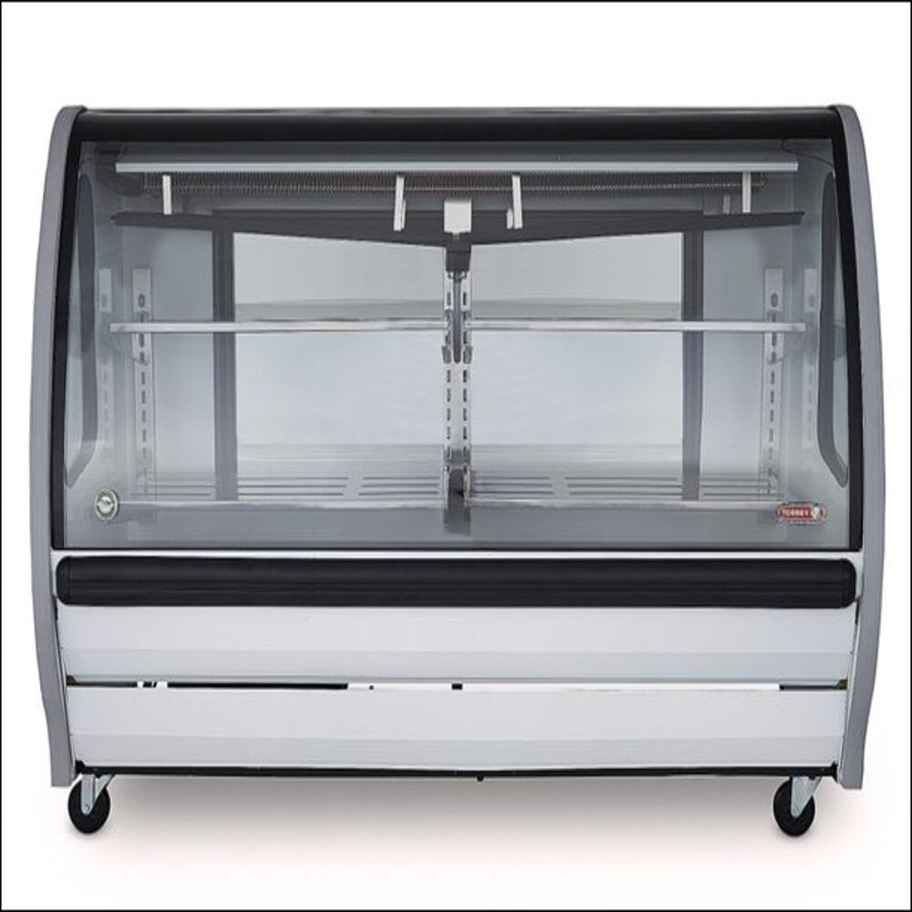 VITRINA BLANCA CRISTAL CURVO MARCA TORREY, 2 METROS DE LARGO, CAPACIDAD 24 PIES CUB