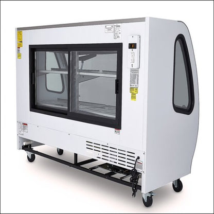 VITRINA BLANCA CRISTAL CURVO MARCA TORREY, 2 METROS DE LARGO, CAPACIDAD 24 PIES CUB