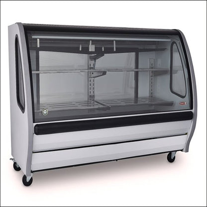 VITRINA BLANCA CRISTAL CURVO MARCA TORREY, 2 METROS DE LARGO, CAPACIDAD 24 PIES CUB